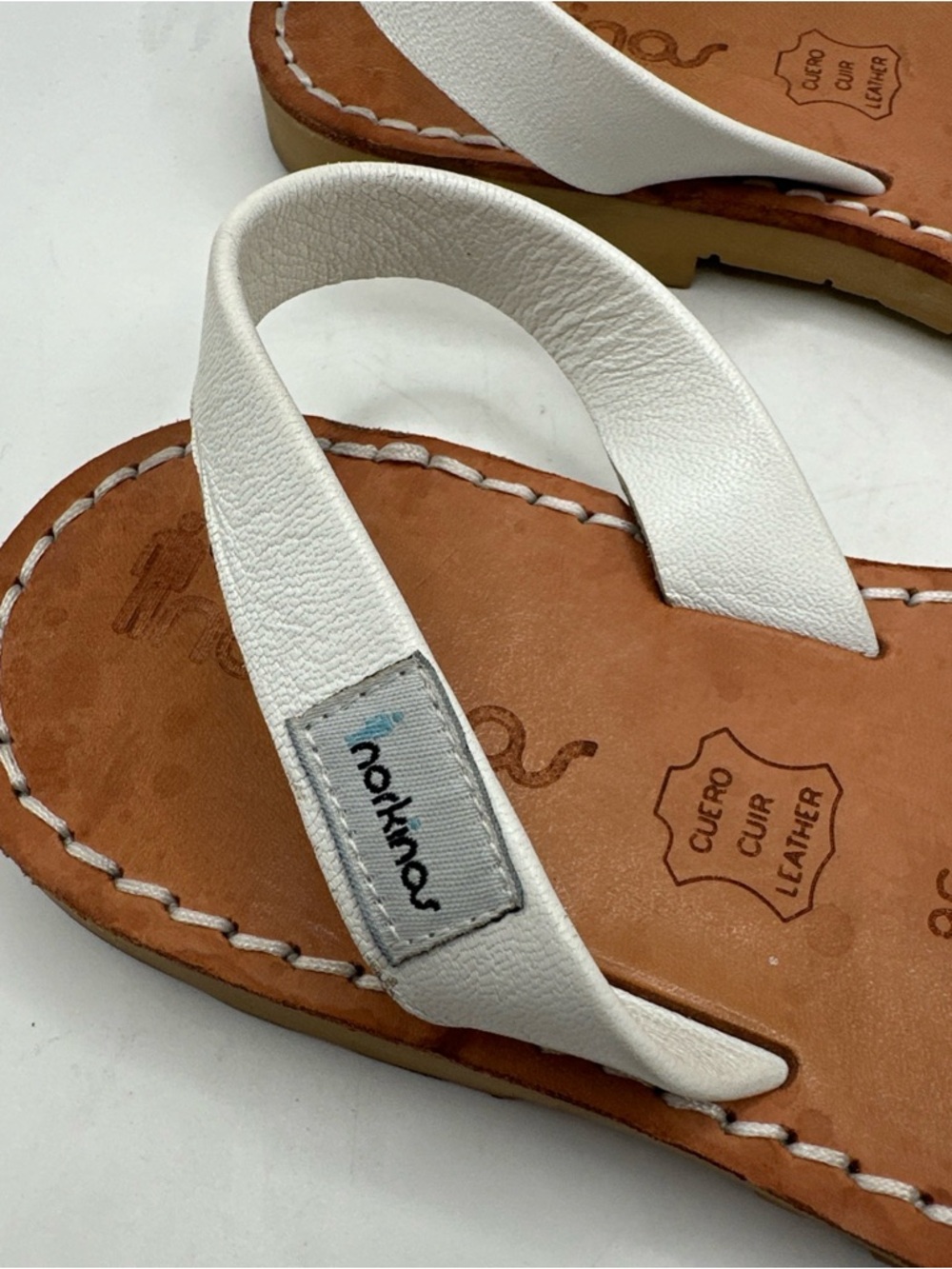 Norkinas Women’s White Slingback Leather Spain Sandals - Picture 5 of 12